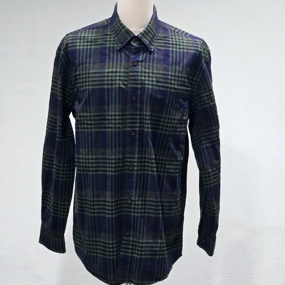 Orvis Shirt Long Sleeve Mens Button Down Green Blue Plaid Size Large Cotton‎